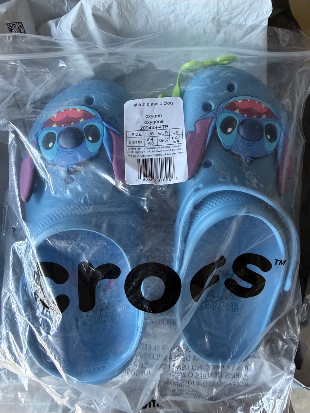 CROCS Kids Light Blue Stitch Classic Clog Sandals